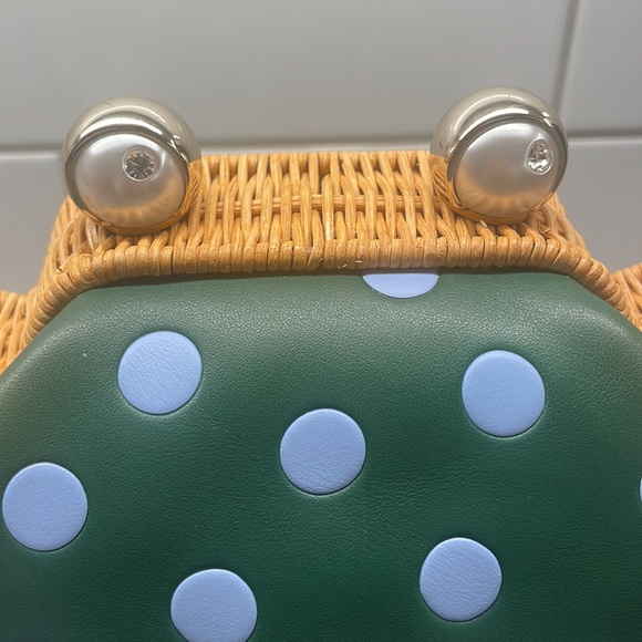 Kate Spade Lily Polka Dot Wicker 3D Frog Crossbody, Novelty, Collectible, Rare - Picture 6 of 9